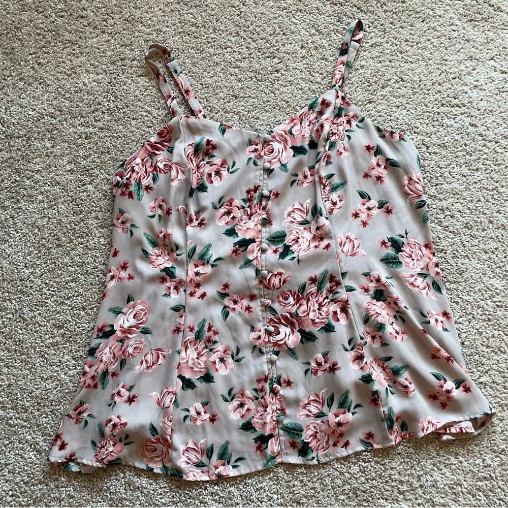 Torrid Pink and Green Floral Camisole